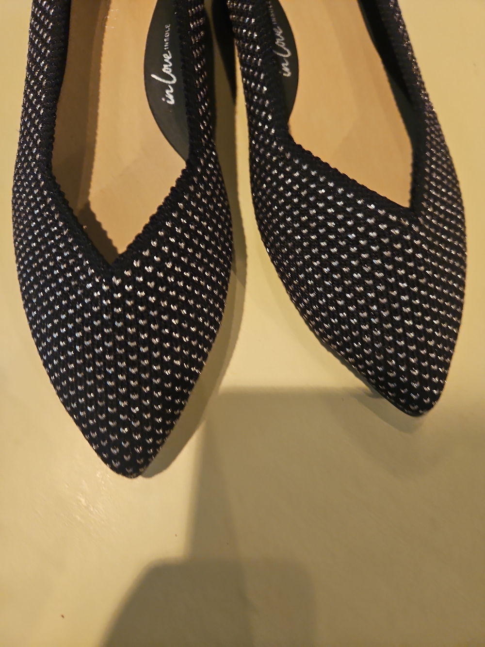 NEW Rothy's Black Pointed Toe Star Block Heel In Love Insole - Picture 10 of 10